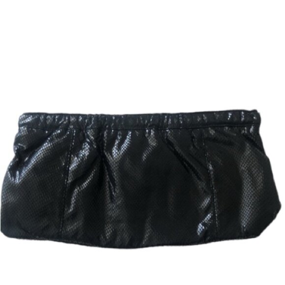 Old Navy Polished Black Snake Evening Clutch Black - Picture 1 of 8
